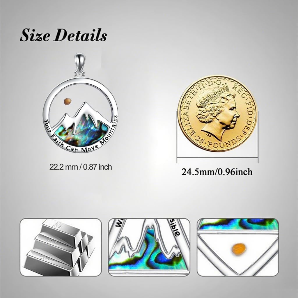 Acun Mustard Seed Necklace Stainless Steel Inspirational Faith Jewelry with Mountain Pendant Gift for Women & Men - Image 2