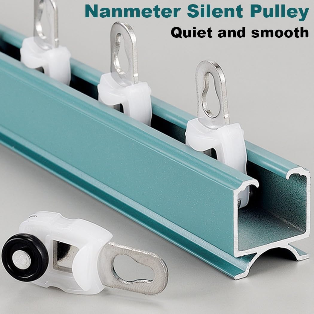 Ceiling Curtain Track Set, Aluminum Sliding Curtain Rail System, Room Divider Curtain Rod, Comes with Track, Roller, Installation Hardware and End Cap(Blue,3.2FT/100CM)