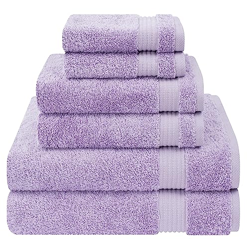 Cotton Paradise 6 Piece Towel Set 100% Cotton Soft Absorbent Turkish Towels for Bathroom 2 Bath Towels 2 Hand Towels 2 Washcloths Lilac Towel Set
