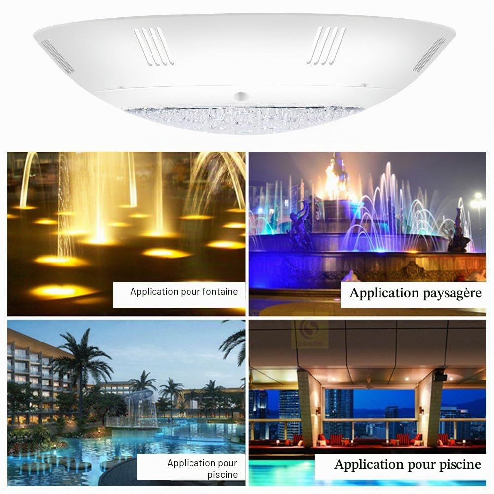 Dioche Lampe sous-marine LED étanche IP68 RVB à intensité variable avec câbles et télécommandes, lumières LED de 18 W avec 7 couleurs, pour fontaine, étang, piscine