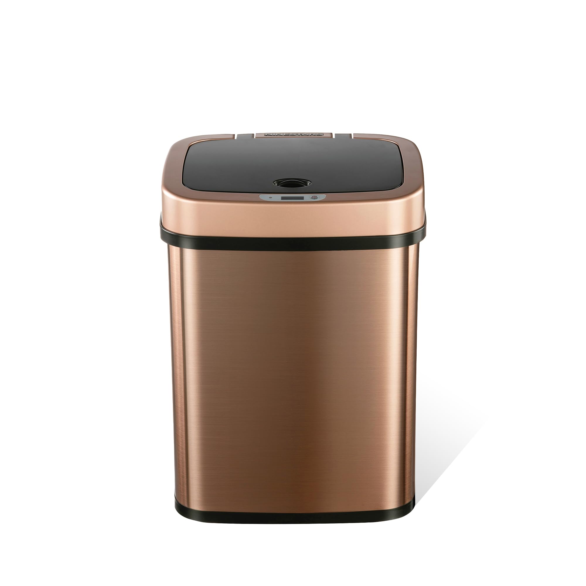 Ninestars 3 Gallon Automatic Trash Can, 12L Touchless Motion Sensor Bathroom or Bedroom Garbage Can with Odor-Sealing Lid, Rectangular Gold Stainless Steel Base, Black Lid-image-13