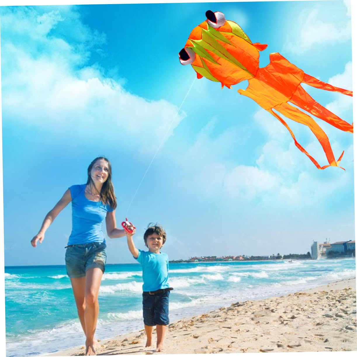 SUPVOX Colorful Goldfish Kite Fun Animal Kite for Adults Easy to Fly Outdoor Sports Flying Tool for Parks and Beaches No Assembly Required