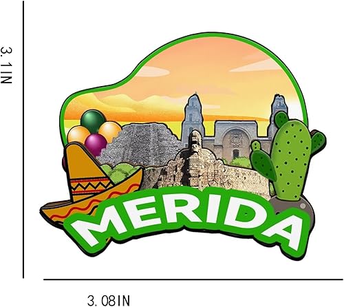 Miniatura 3 de Imán de Mérida México para nevera de madera 3D, monumentos de viaje, coleccionables, recuerdos, decoración hecha a mano -2051