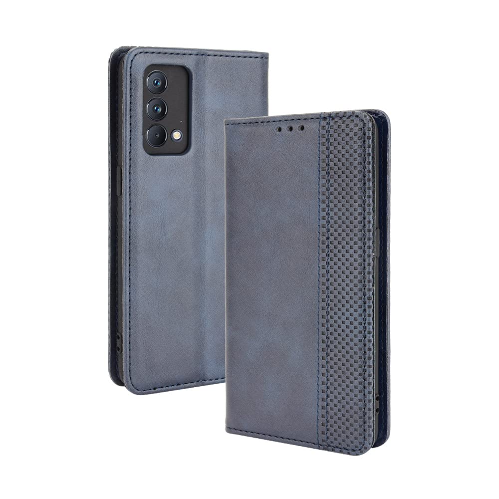 GOKEN Cover per Realme 8 PRO/Realme 8 4G (6.4), Custodia Folio in Pelle Flip Wallet Libro Case con Portafoglio, Premium PU/TPU Magnetica Cover con Supporto di Stand/Carte Slot (Blu