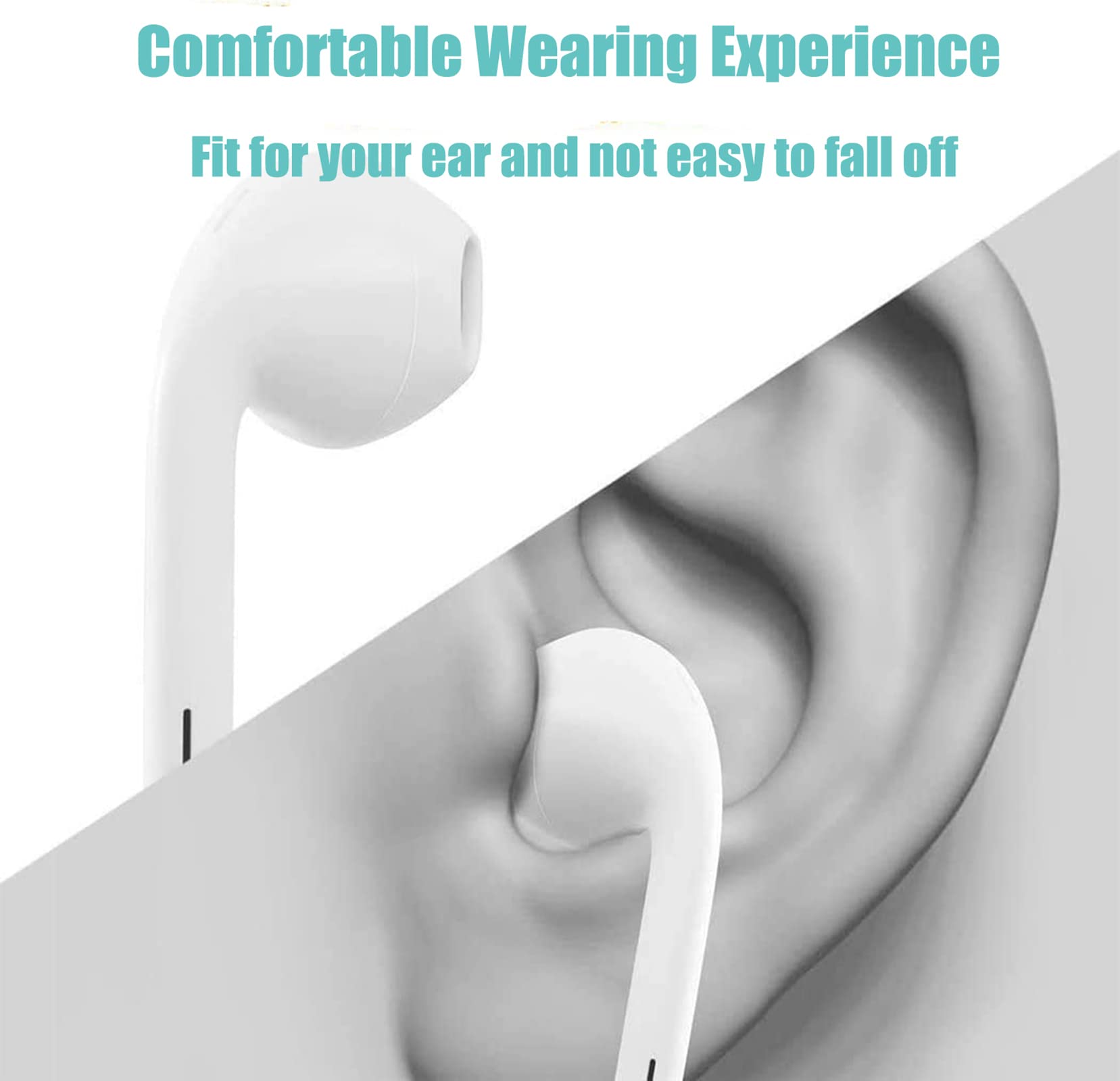 2 Pack iPhone Wired Earbuds, APPLE MFi Certified In Ear Lightning Earphones Headphones Compatible with iPhone 14/13/12/11/8/7/X/Pro/Pro Max iPad (White) — view 5