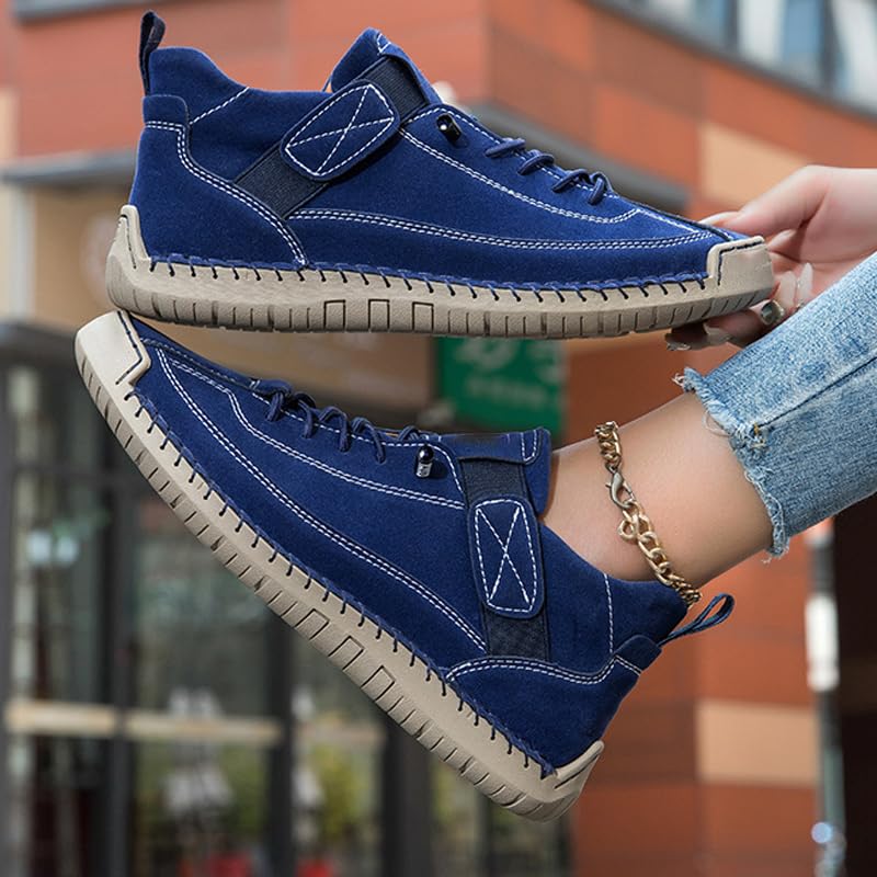 Women's Handmade Leather Orthopedic Comfy Shoes, Casual Driving Boots Women Outdoor Slip On Mid Top Flats Ankle Boots, Comfortable Adjustable Walking Shoes4