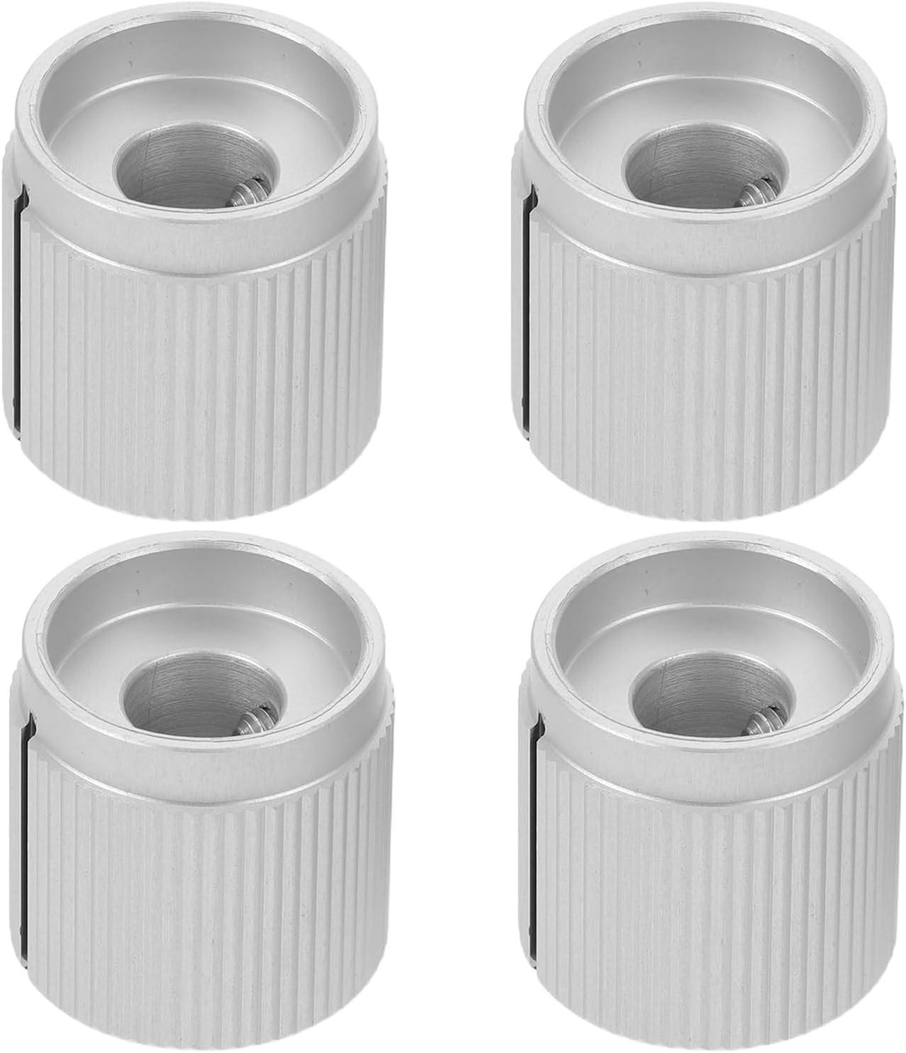 4pcs Aluminum Alloy Potentiometer Volume Tone Control Knobs for Bass Guitar 6mm Shaft Metal Flat Top Replacement Guitar Bass Potentiometer Knobs Silver