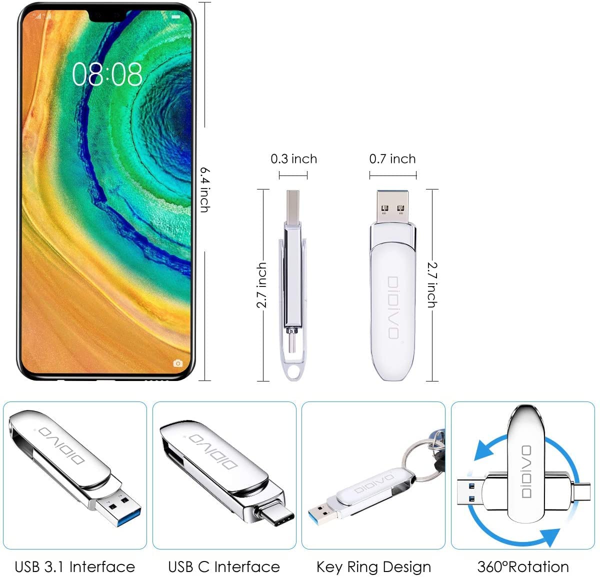 Amazon.co.jp: 外付けSSD 2TB、最大460MB/s・USB-C/A 2 in 1ケーブル