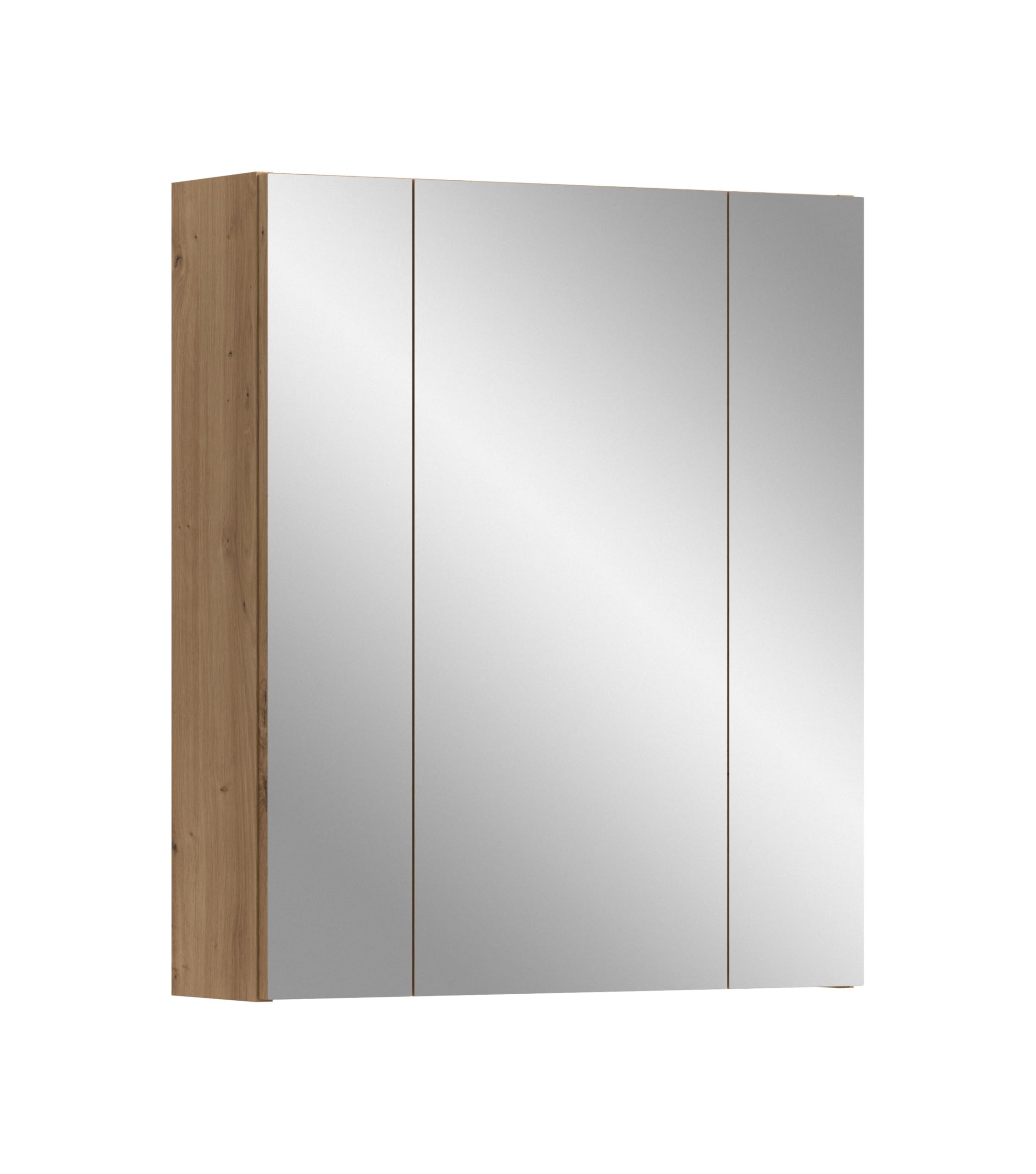 xonox.home – Spiegelschrank Ice 60x70x18 cm in Korpus und Front Artisan Oak Nachbildung – Spiegelschrank mit dunkler Holzoptik – funktional & modern