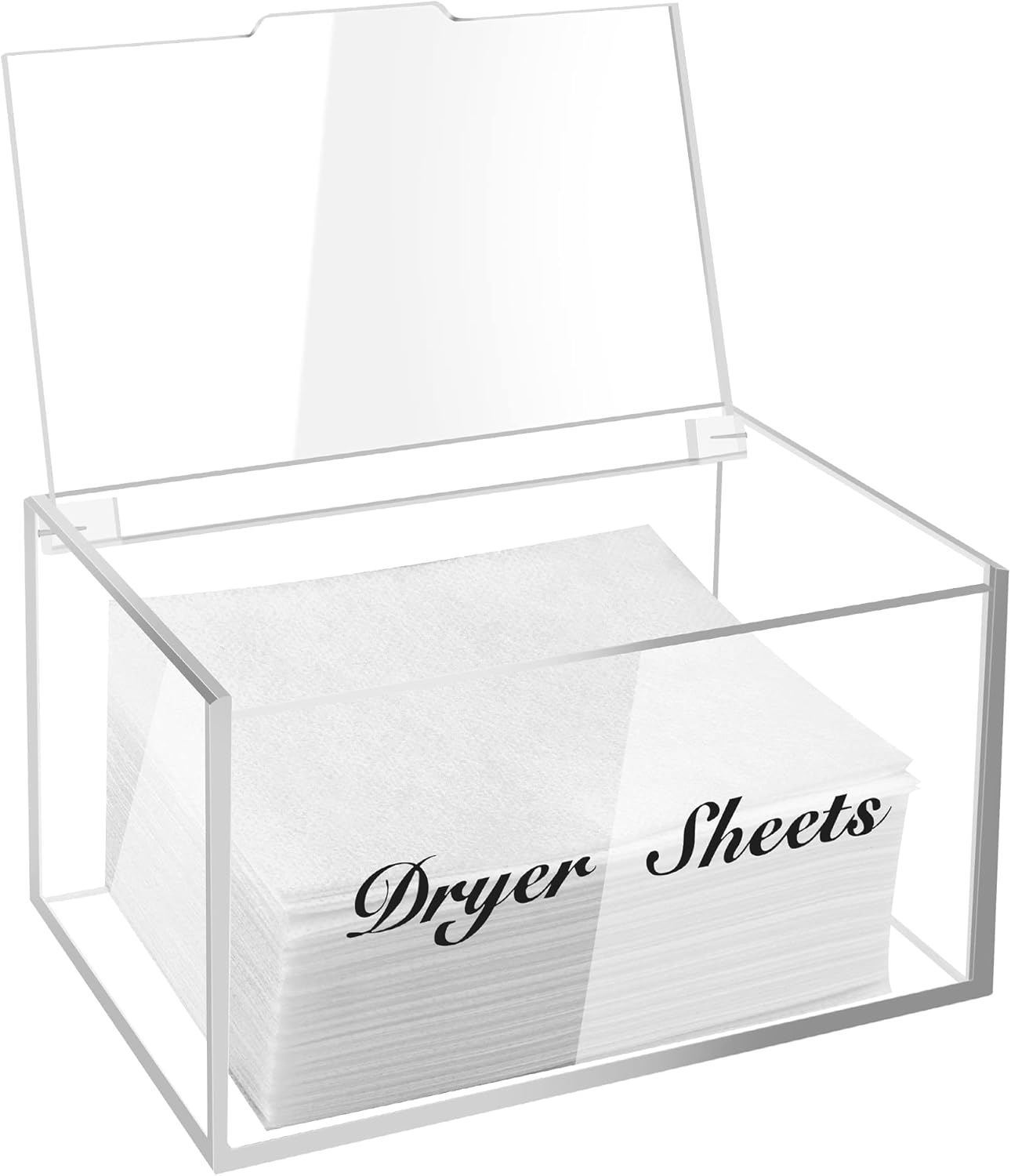 TNELTUEB Dryer Sheet Dispenser with Hinged Lid, Acrylic