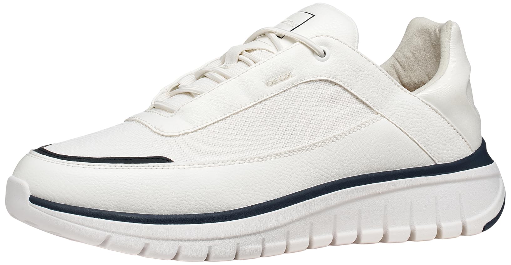 Geox Men U Flextride R D Sneaker, White Dk Navy, 6.5 UK