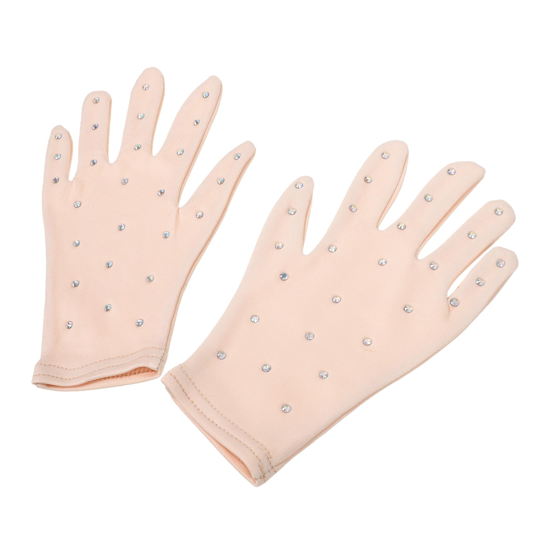 KOMBIUDA Girl Figure Skating Gloves Decorative Ice Rhinestone Gloves Stage Party