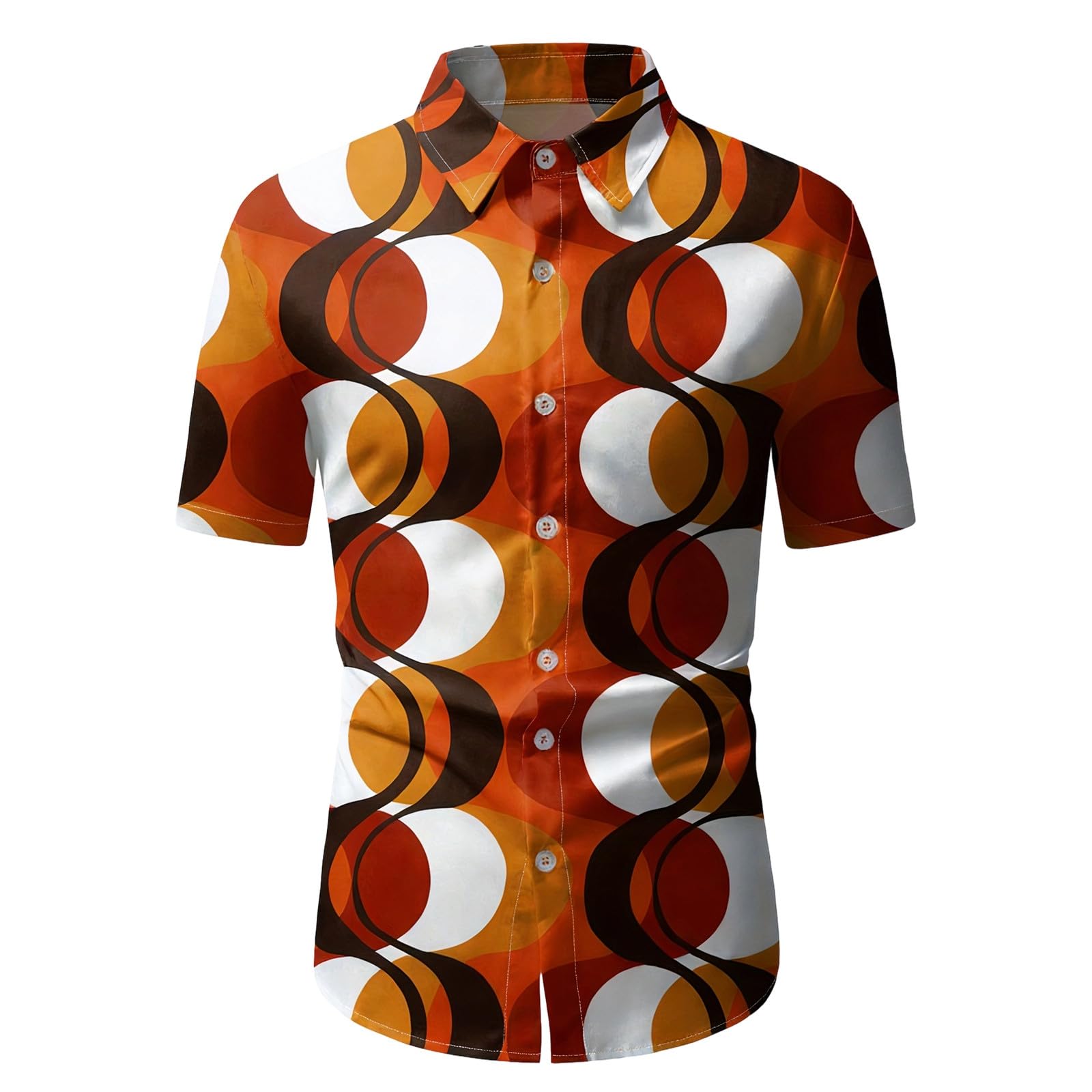 Hawaii Hemd Männer 70er 80er Jahre Outfit Herren Kurzarm Hippie Hemd Hawaiihemd Disco Kostüm Faschingskostüme Festliches Shirt Mottoparty Karneval Kostüm Freizeithemd mit Knöpfen