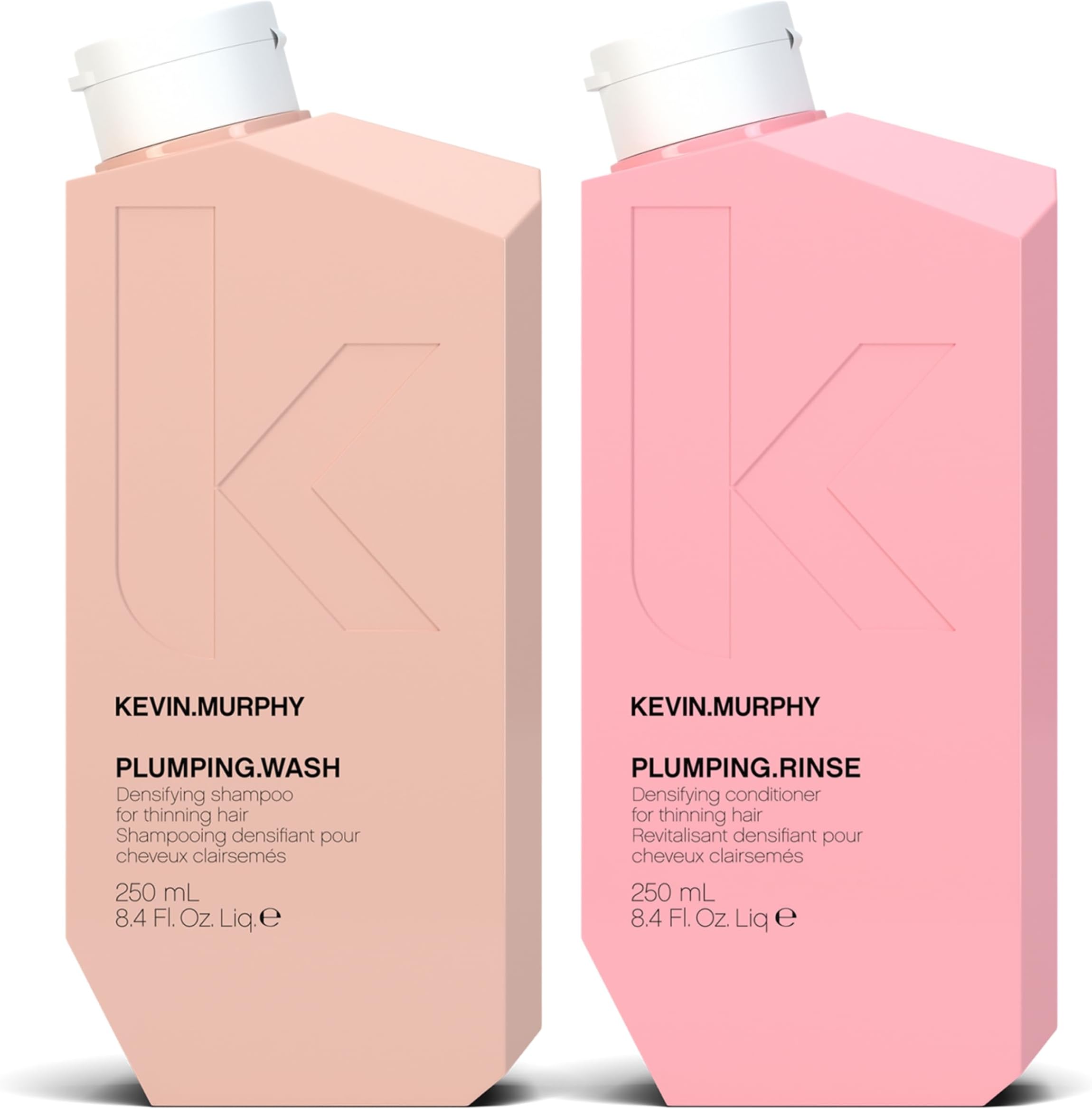 PLUMPING.WASH & RINSE - Densifying Shampoo for Thinning Hair - Thickening Hair Conditioner - For Fine, Thin & Ageing Hair - 250 mL / 8.4 fl oz - 2 Pack