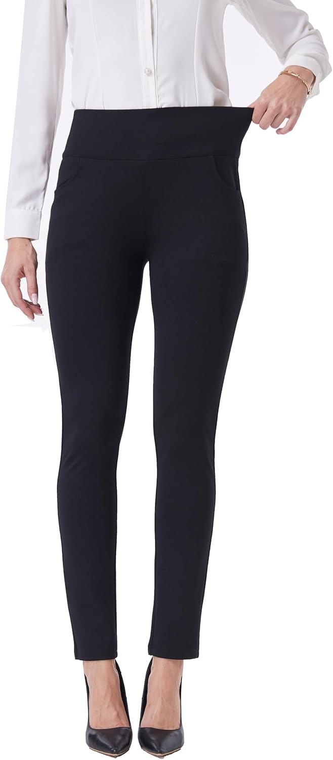 Fakanhui Women's Work Pants Comfy Stretch Skinny Leg Elastic High Waist Pull on Business Casual Dress Pants - Image 2