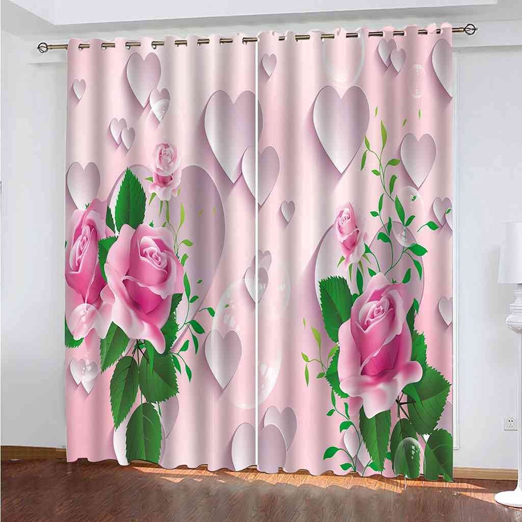 Rideau occultant à oeillets rose thermique isolant phonique lot de 2