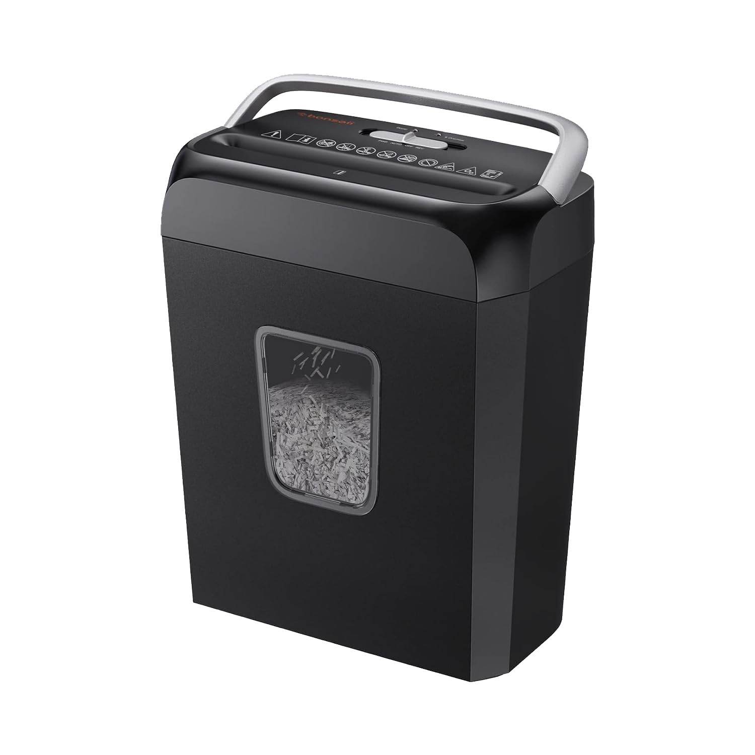 Bonsaii Paper Shredder for Home Office, 6-Sheet Cross-Cut, Shreds Paper, Credit Cards, Mail, Staples &amp; Clips, 3.4-Gallon Clear Bin with Handle