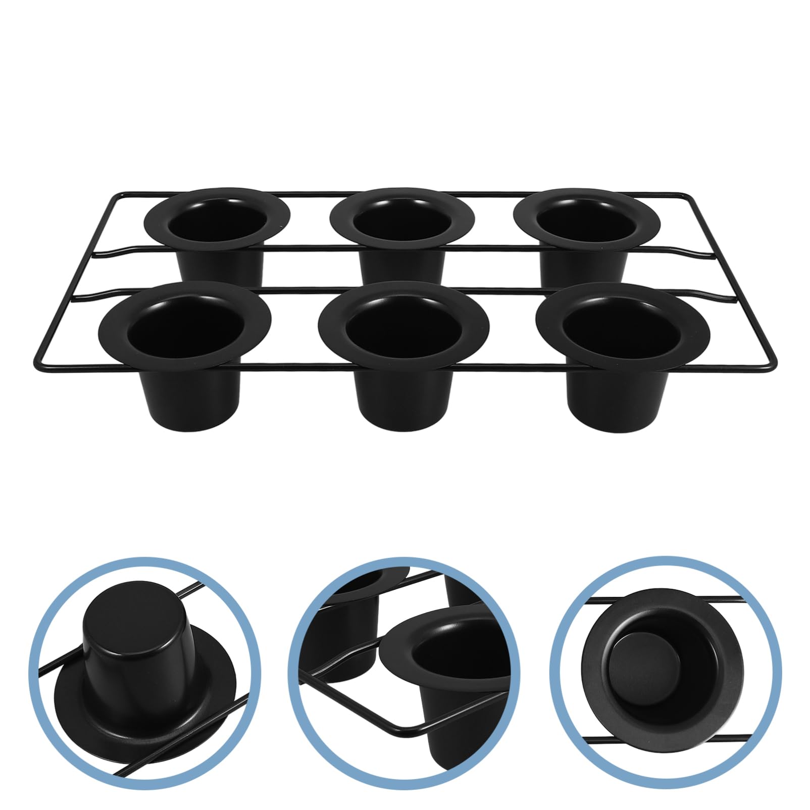 Molde Antiadherente para Muffins de 6 Cavidades, Acero al Carbono Negro