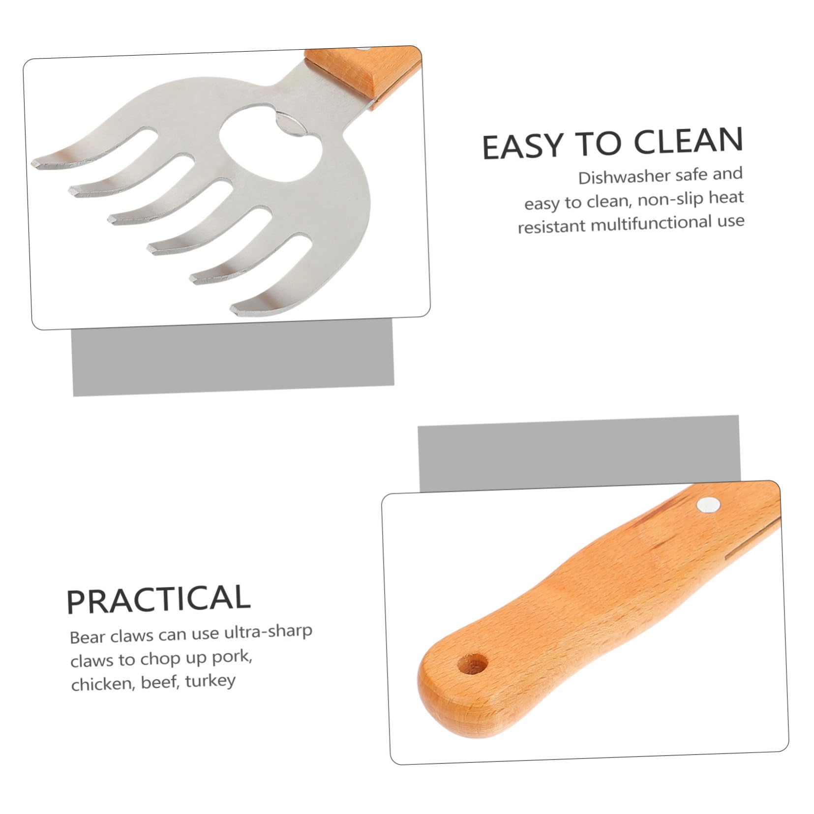 Beatifufu 2pcs Stainless Steel Meat Shredding BBQ Tools for Easy Shredding of Chicken Beef More Dishwasher Safe Essential Barbecue Accessory