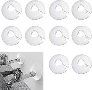 10 Pcs Radiator Pipe Cover, White Plastic Pipe Covers Sleeve, Plastic White Collars Tidy Decoration for 16 mm Diameter Pipe, White Radiator Pipe Covers, Covers for Radiator Pipes