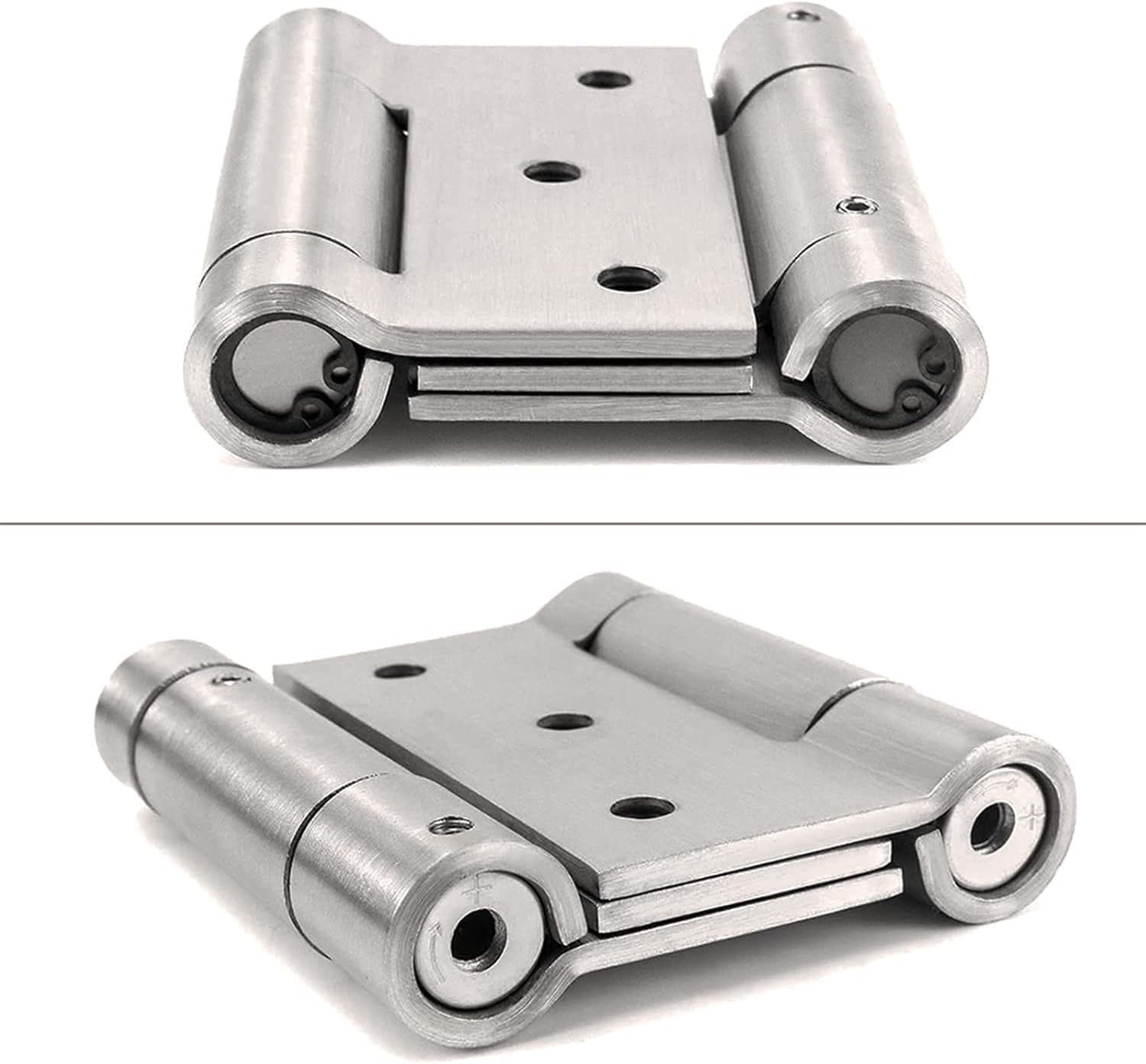 2Pairs Double Action Spring Door Hinge, 3mm Thick 304 Stainless Steel Self-Closing Spring Door Hinge, Cafe Saloon Bar Swing Gate Hinge (Silver, 75mm (3 inch))