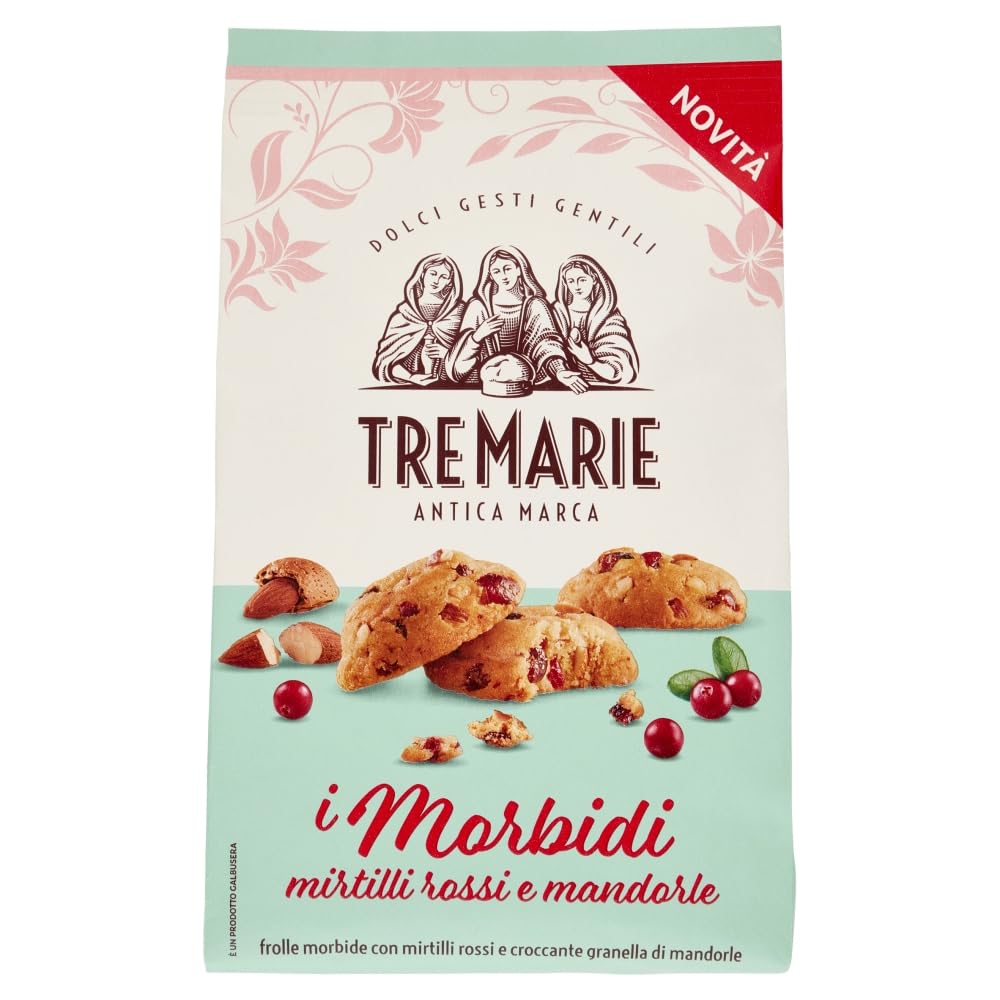 Italian Gourmet I Morbidi biscotti Cranberry Mandel Kekse 12 x 300g | Con mirtilli rossi e mandorle, fruchtig-knusprig zum Kaffee, Snack für, Gesamtnettogewicht 3,6 kg + Kostenlos Polpa 400g