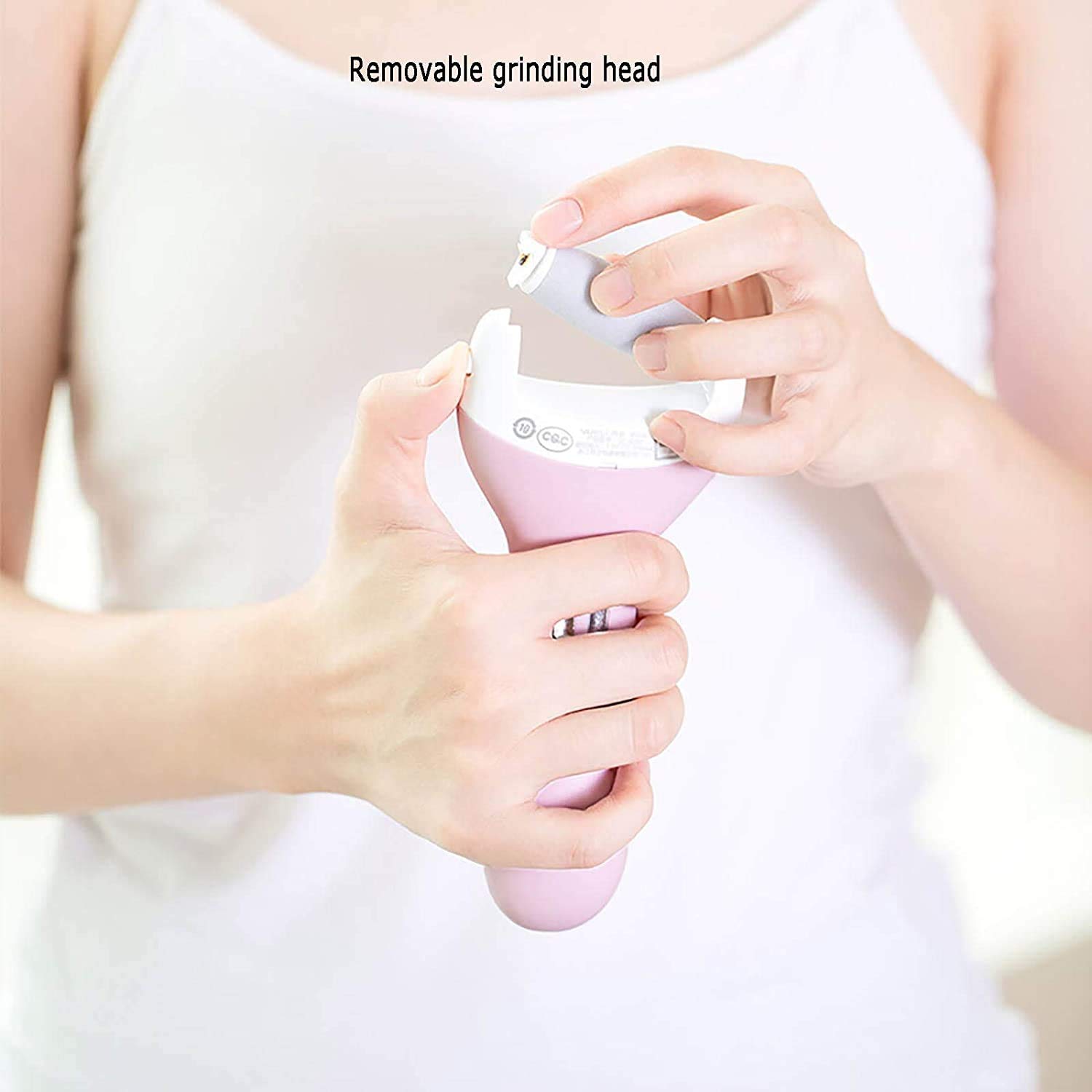 Removedor de callos de pie eléctrico, herramientas electrónicas de pie pedicure para hombres para hombres, 2 cabezas de molienda para muertos, piel seca agrietada, protección automática de la ind