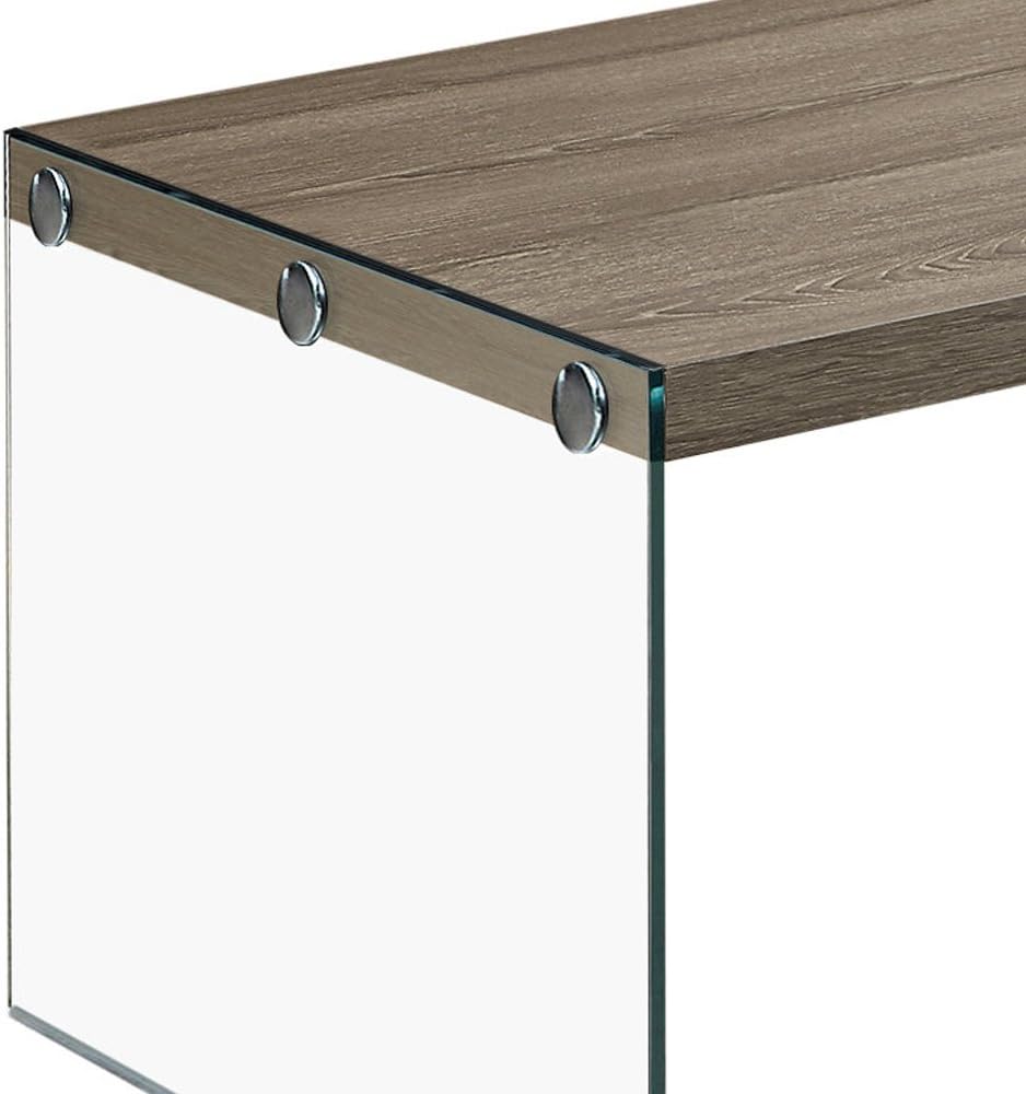 Monarch specialties , Coffee Table, Tempered Glass, Dark Taupe, 44"L