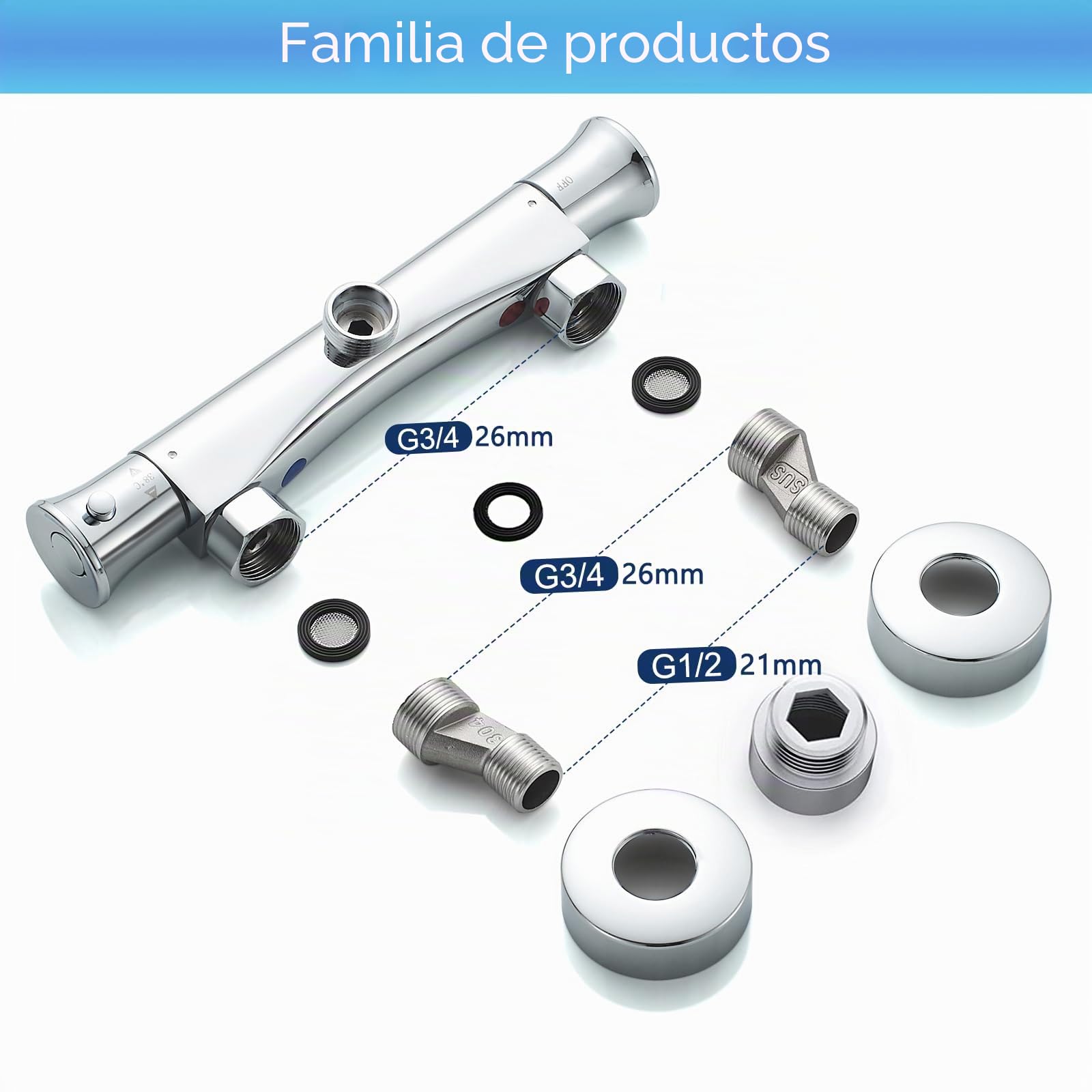 kisimixer Mezclador termostático de ducha cromado, latón sólido, válvula mezcladora de ducha termostática, mezclador de agua caliente y fría, control de temperatura constante para baño (Up-G 3/4)