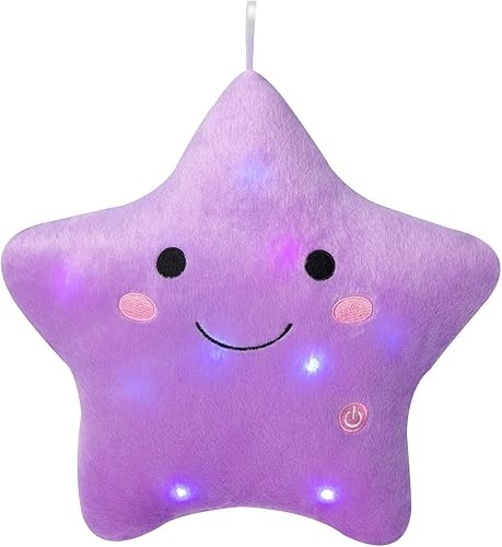 Miniatura 7 de DearSun Almohadas creativas de felpa con luz nocturna colorida de 13 pulgadas, juguetes de peluche perfectos para cumpleaños, Navidad, vacaciones,