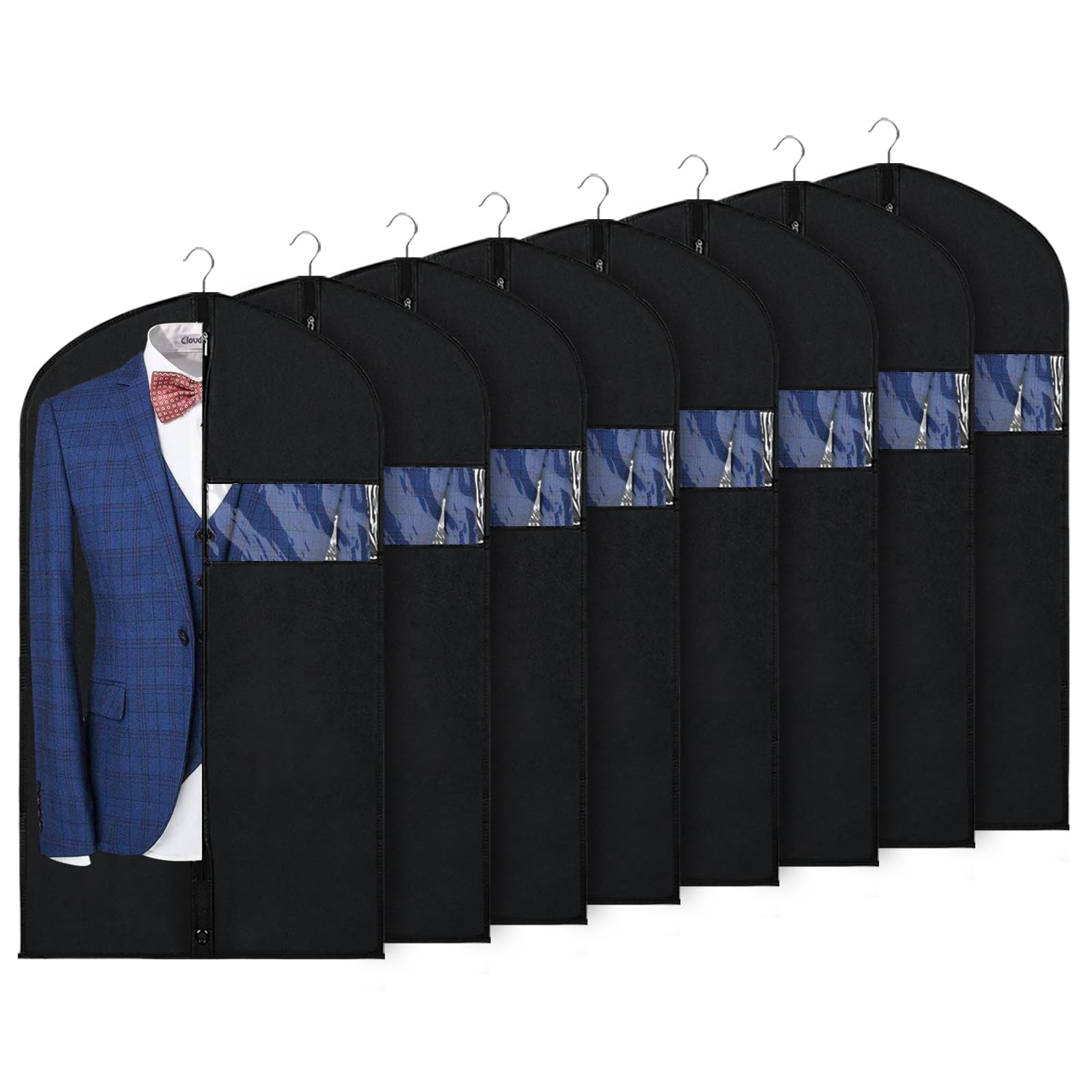 KEEGH 6 Sacchetti Per Abiti Uomo 101 Cm - Copriabiti Da Viaggio Con Finestra Trasparente E Tasca Etichetta - 3