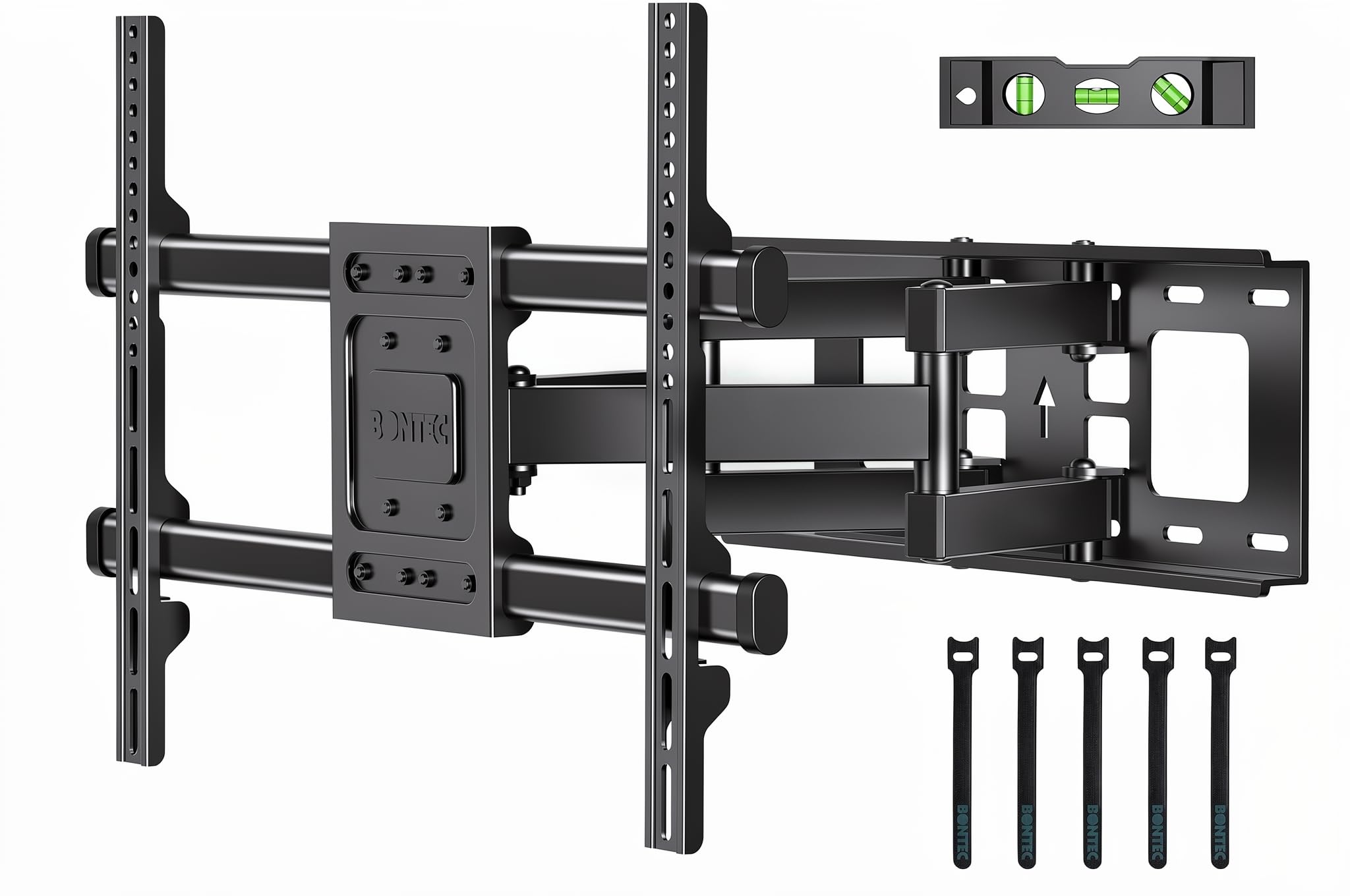 BONTEC Full Motion TV Wall Mount for 37-85 Inch TVs, Heavy Duty Swivel Tilt | Hold up to 132lbs, Articulating Dual Arm Wall Mount TV Bracket, Max VESA 600x400mm, Fits 16" Wood Studs