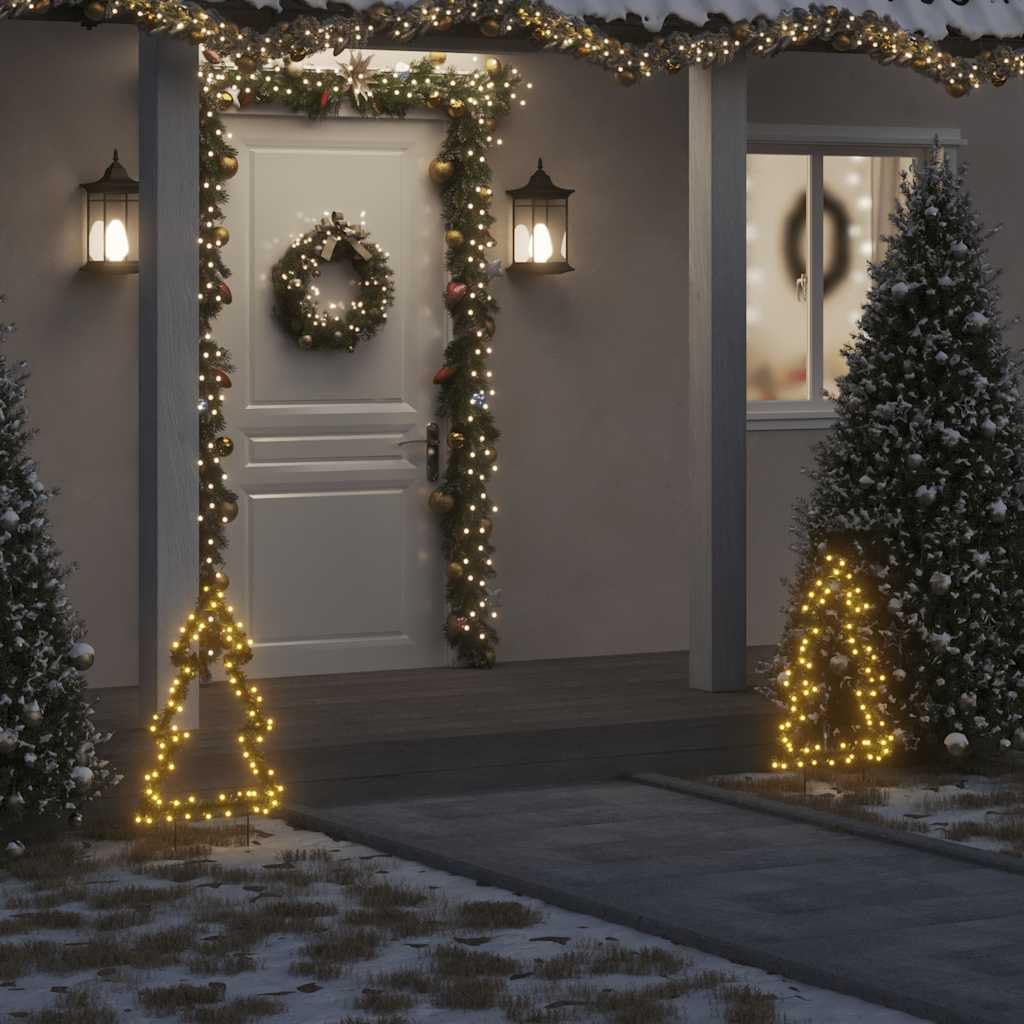 Weihnachtsbaum mit 80 LEDs, 60 cm Höhe, grünen Tannennadeln, IP44 wasserdicht, USB betrieben, mit Erdspießen für Innen und Außen, energiesparende Weihnachtsbeleuchtung für Haus, Garten