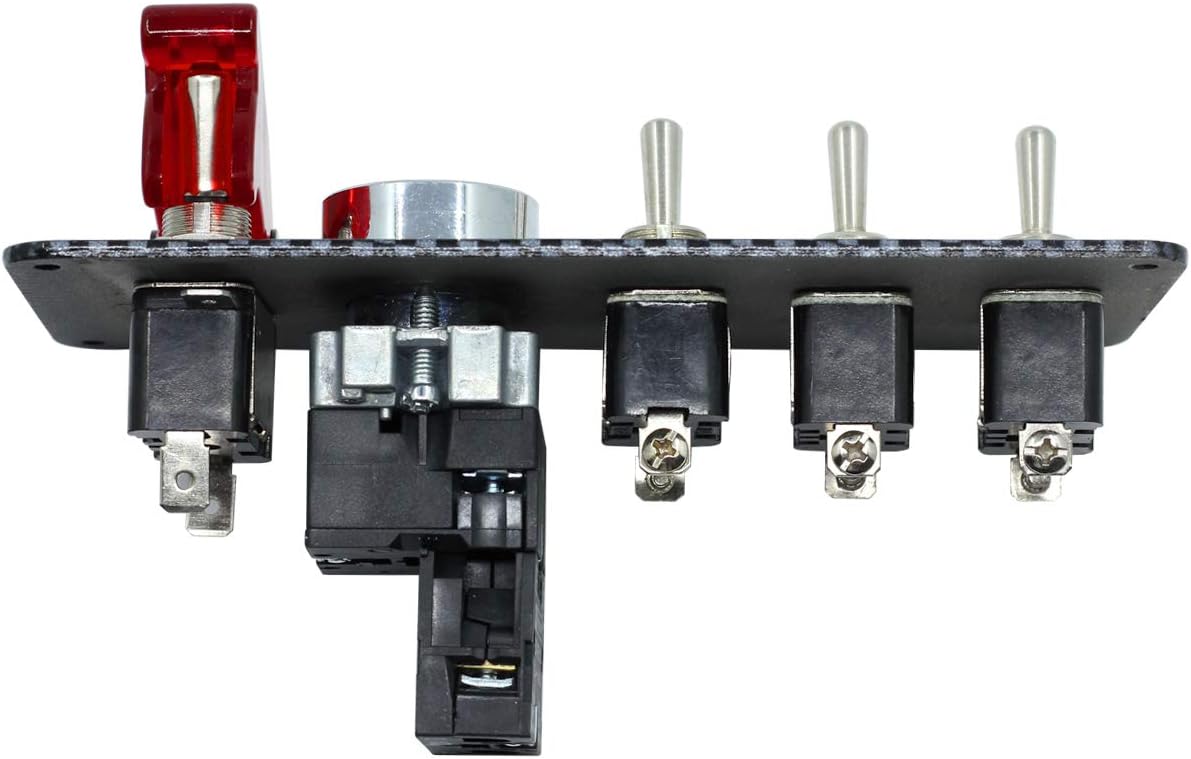 ZOOKOTO DC 12V Ignition Switch Panel 5 in 1 Car Engine Start Push Button Toggle Panel with Indicator Light for Racing Car Boat Marine Truck Trailer