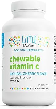 Little DaVinci Chewable Vitamin C - Kids Vitamin C Supplement to Support the Immune System, Healthy Skin and Overall Wellness - With Pectin, Rose Hips and More - Cherry Flavor - 90 Chewable Tablets