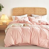 Vista 11 de Wake In Cloud – Juego de funda de edredón de algodón, tamaño individual, azul denim cambray, 100% algodón lavado, con textura parecida al lino