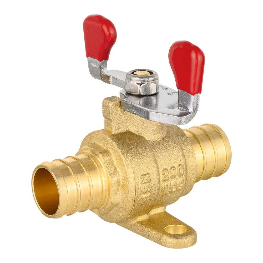 EFIELD - Confezione da 10 valvole a sfera a crimpare da 3/4" Pex con orecchio a goccia per caldo e freddo, con manico a farfalla, ottone LF, NSF/ANSI 61 (10)