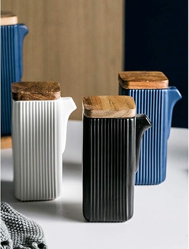 Miniatura 5 de Botella dispensadora de cerámica, dispensador de botellas de aceite o vinagre, moderno dispensador de condimentos líquidos de mesa de cerámica,