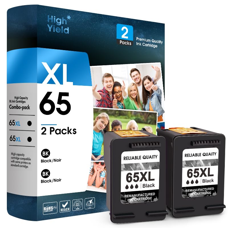 ESTON Black Ink 65XL Ink Cartridges Combo Pack Compatible for Ink 65 High Yield Work with Envy 5055 5000 5070 5052 5014, DeskJet 3772 3755 3722 3752