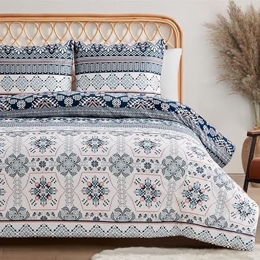 Jessica Simpson Juego de Funda de edredón con Estampado Bohemio, tamaño Queen/matrimonial, Juego de 3 Piezas | Ya disponible en tu tienda friki favorita! En mundofriki.es!