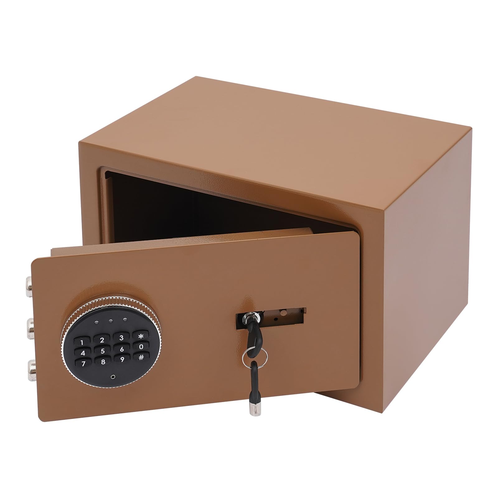 Caja fuerte digital 31 x 20 x 20 cm acero caja fuerte con código numérico llave alarma (café)