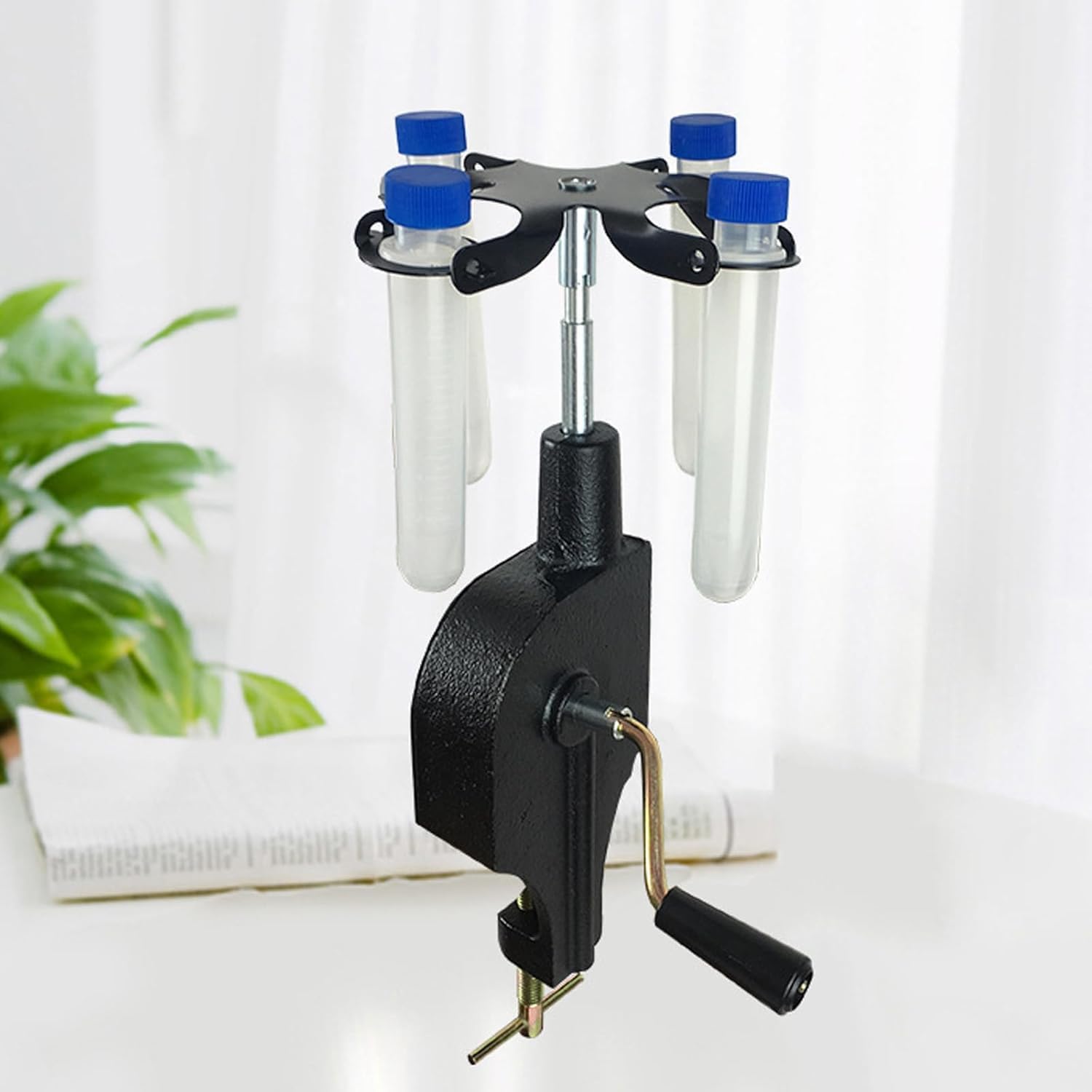 Hand Crank Centrifuge, 1800 RPM/min, with PP Material Test Tube Rack, for 15ml*4 Centrifuge Tubes, Can Be Fixed On The Table, for Centrifugal Separation Demonstration Experiments