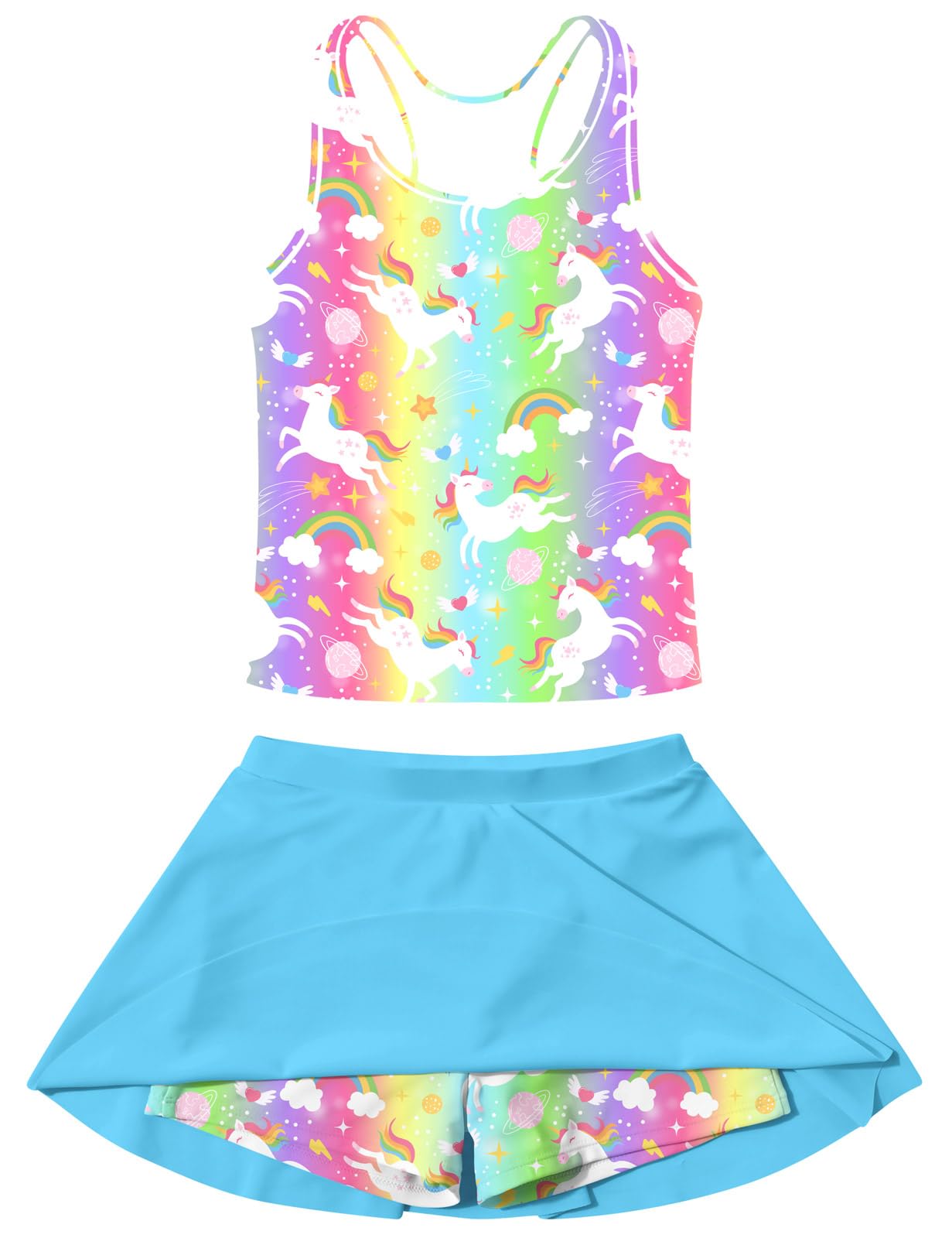 Vogseek 4-9T Girls 2-Piece Bathing Suit Sleeveless Swimsuit Tankini Sets with Shorts Skirt Swimwear