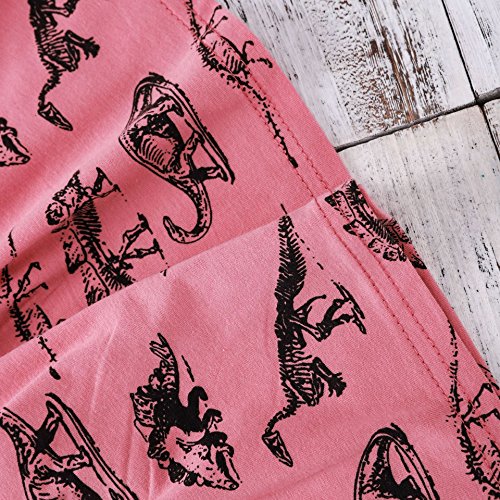 Peter Pan Collar Dinosaur Girl Dress Summer Girls Dress Animal Dinosaur Zipper Dress Pink #TOP7