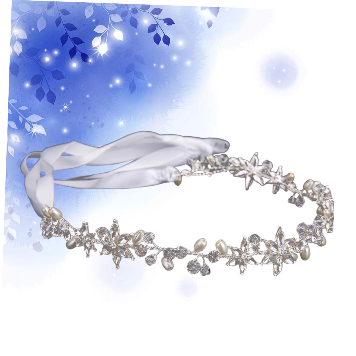 FRCOLOR 3piezas Diadema De Novia De Perlas y Flores Artesanales Tocado Elegante Para Bodas y Accesorio De Cabello Color Plata