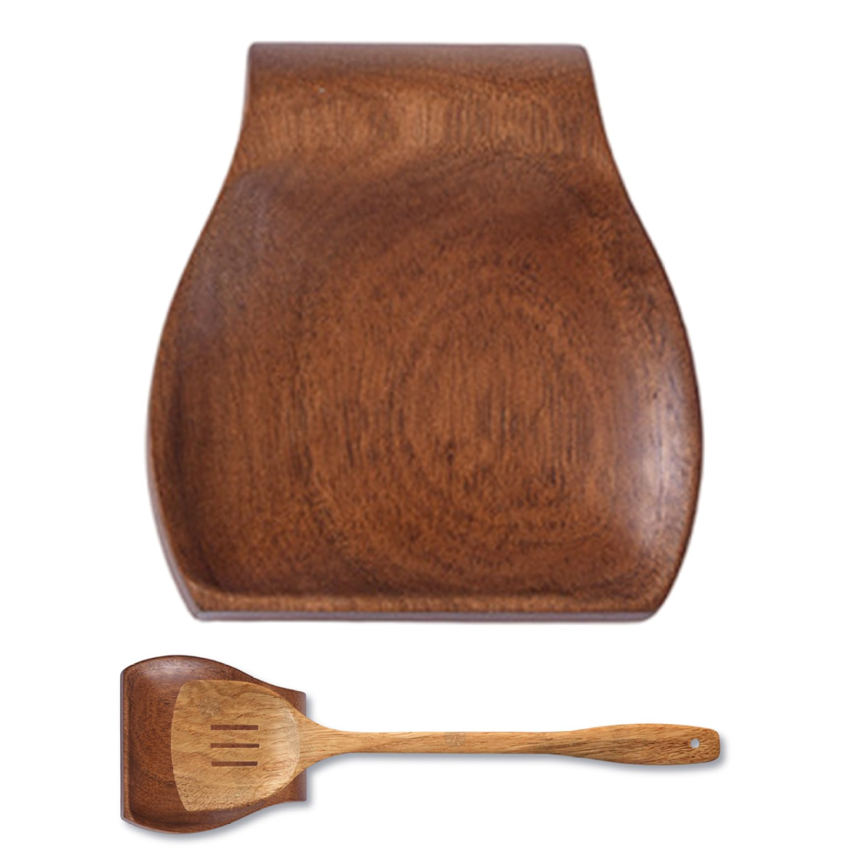 Wedhapy Wooden Spoon Holder Wooden Spoon Rest, Modern, Rustic & Smooth Holder for Stove, Farmhouse Utensil Rest for Spatula, Brush or Tong, Kitchen Counter Decoration