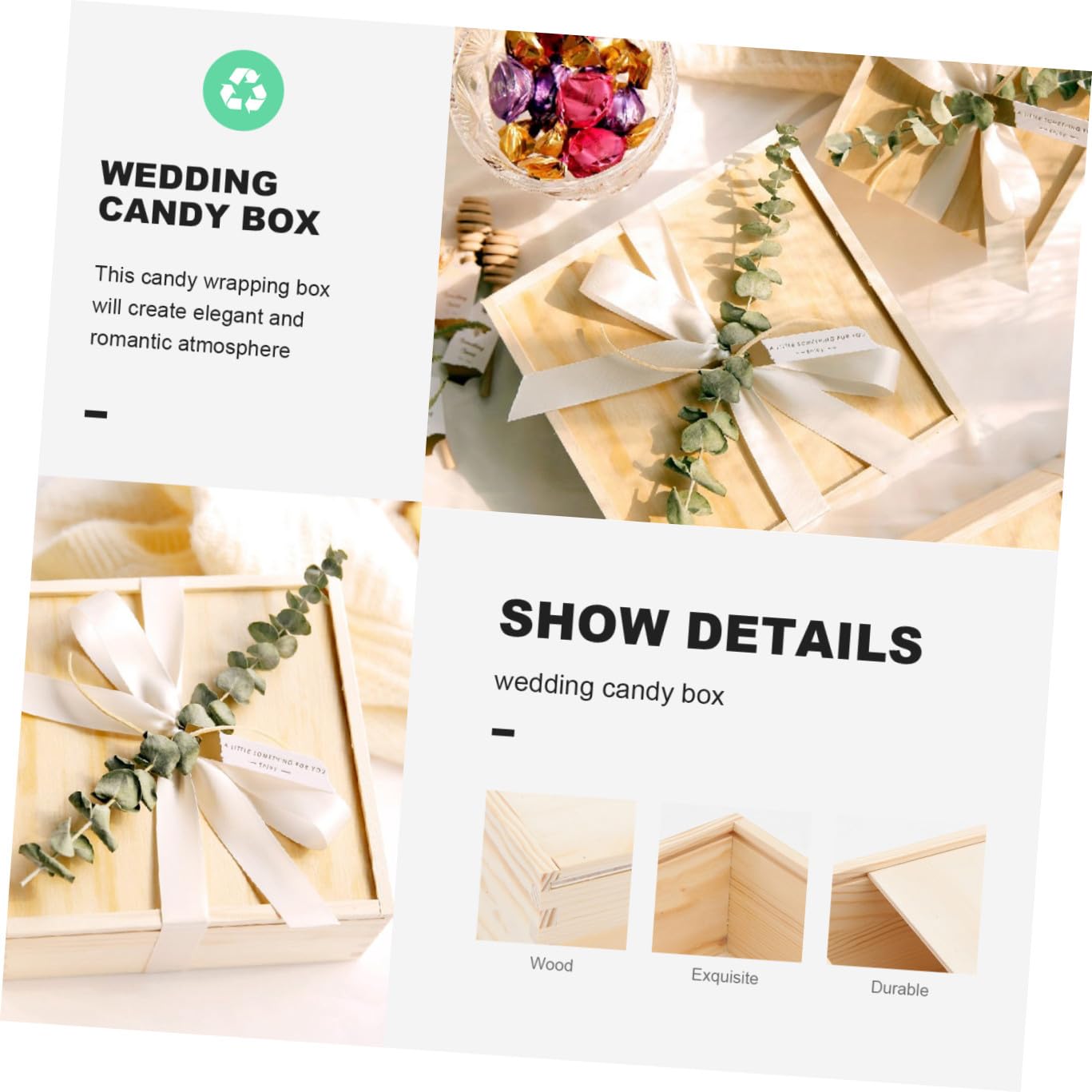 Anneome 1pezzi Scatola Portatile Per Confetti Matrimonio Legno Scatola Creativa Per Dolci e Regali Elegante e Leggera Per Feste e Cerimonie