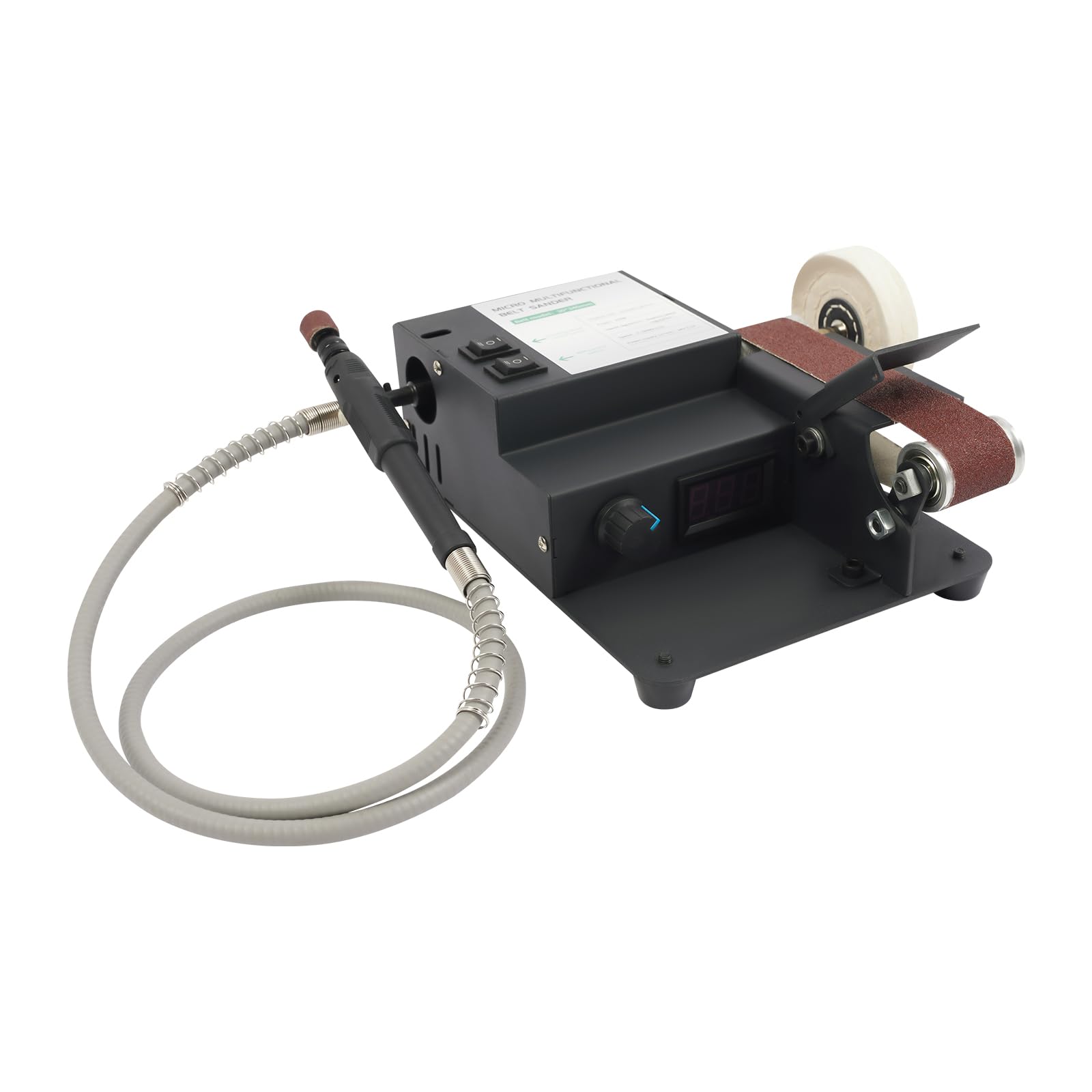 Mini szlifierka taśmowa 350 W z 10 taśmami szlifierskimi | Bezstopniowa prędkość obrotowa, szlifierka pasowa do metalu, drewna, tworzywa sztucznego, szlifierki i polerki