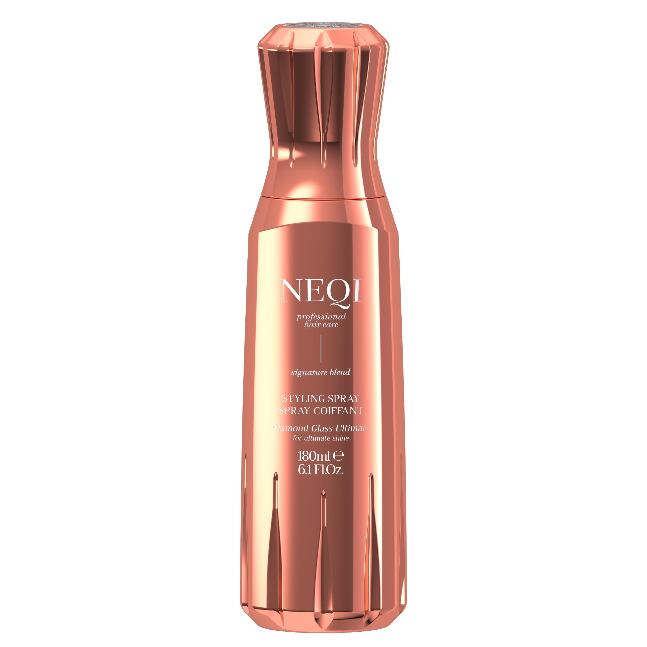 NEQI Diamond Glass Ultimate Styling Spray – spray z połyskiem, spray zapobiegający puszeniu się włosów i ochrona przed wysoką temperaturą do 230°, ochrona przed wilgocią, do wszystkich rodzajów włosów