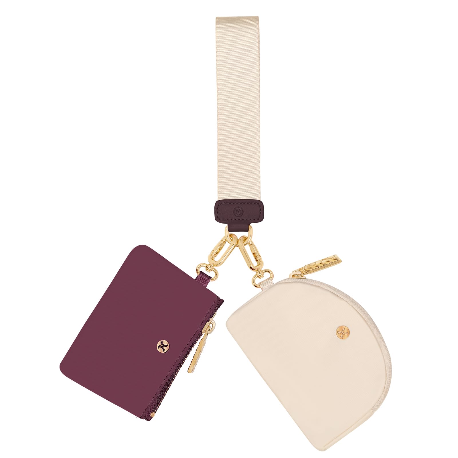 Hovmwey Keychain Wallet, Detachable Dual Pouch Wristlet Wallets for Women Men, Portable Mini Zip Around Small Wallet Coin Purse